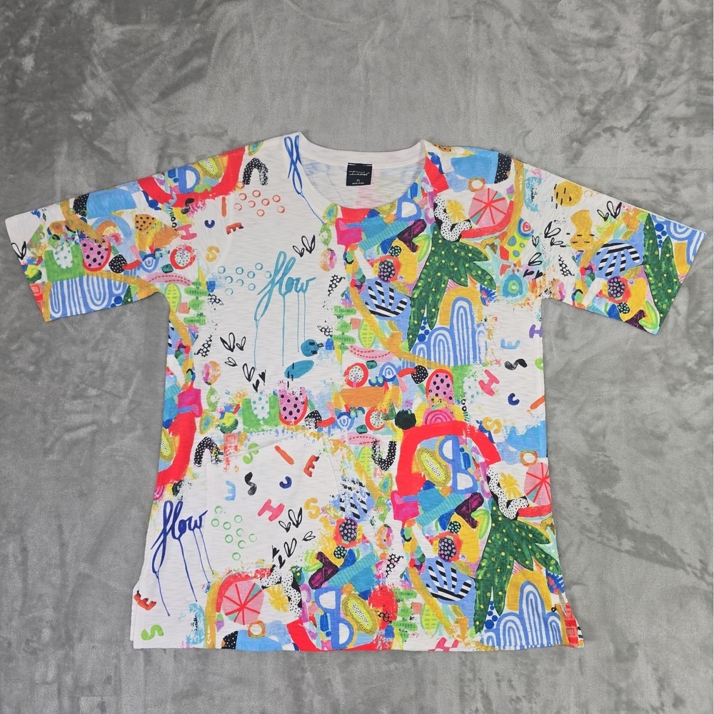 Inoah Artsy Graphic Tunic Top XL Bright Maximalist Abstract Teacher USA